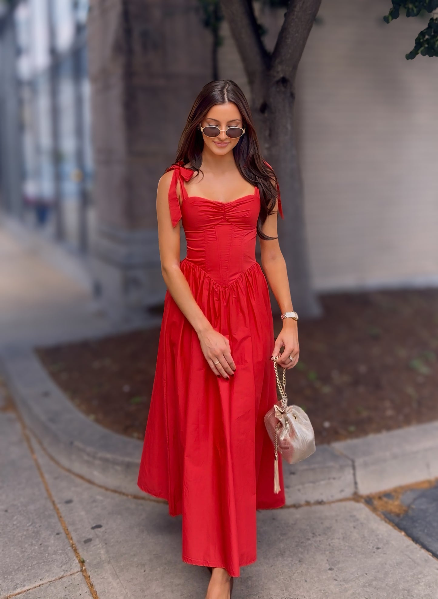 Pia Tie Strap Midi Dress