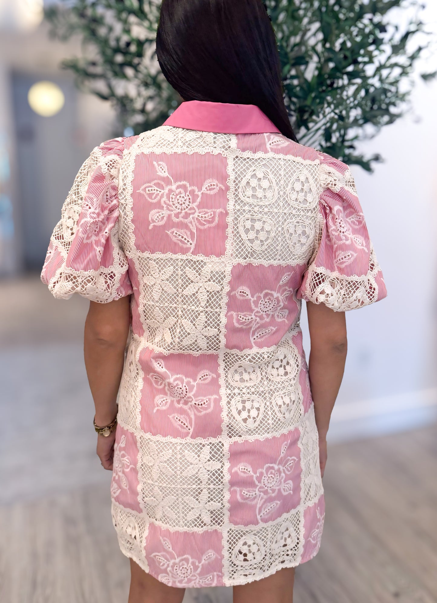 Patchwork Crochet Mini Dress
