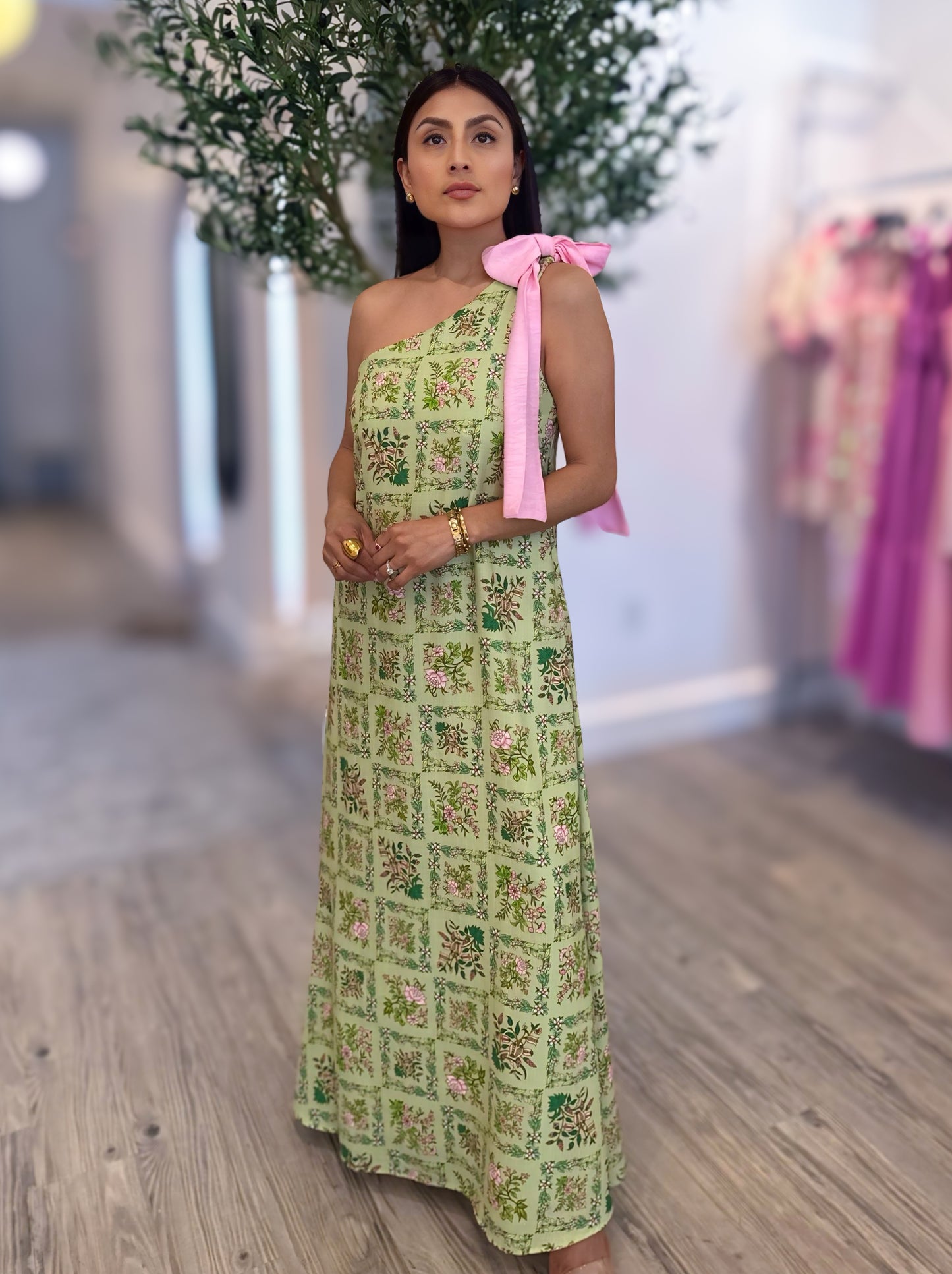 Floral One-shoulder Maxi Dress