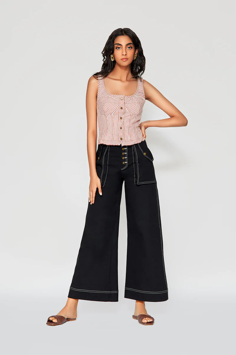 Cindy Castro Wide Leg Denim Pants