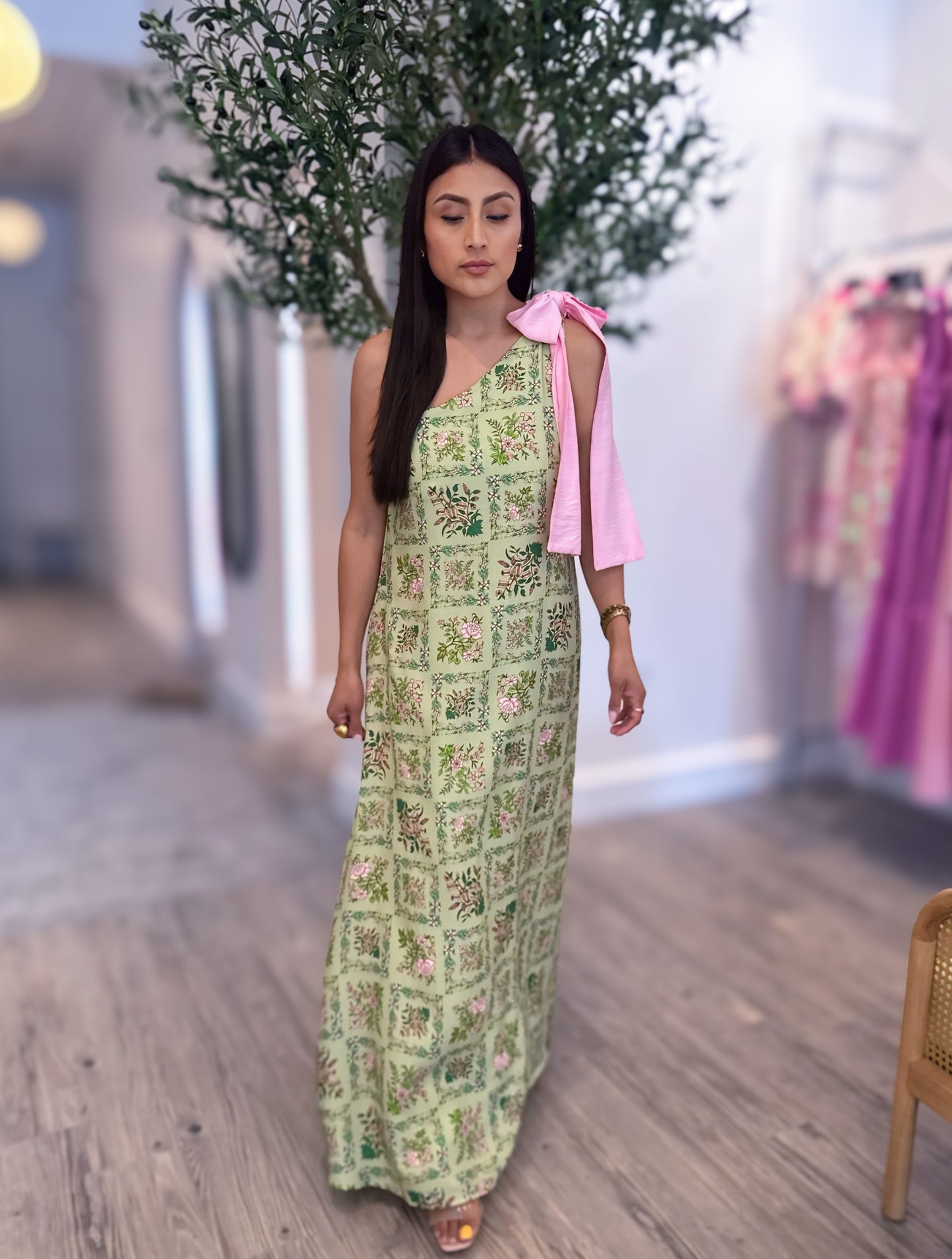 Floral One-shoulder Maxi Dress