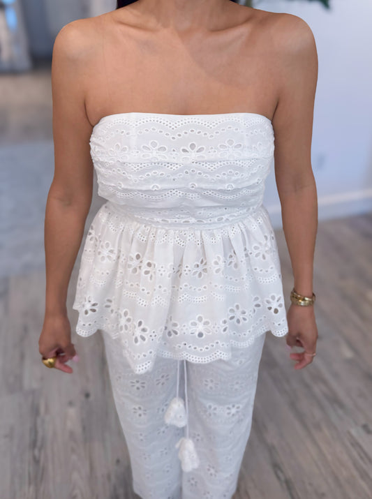Eyelet Strapless Top