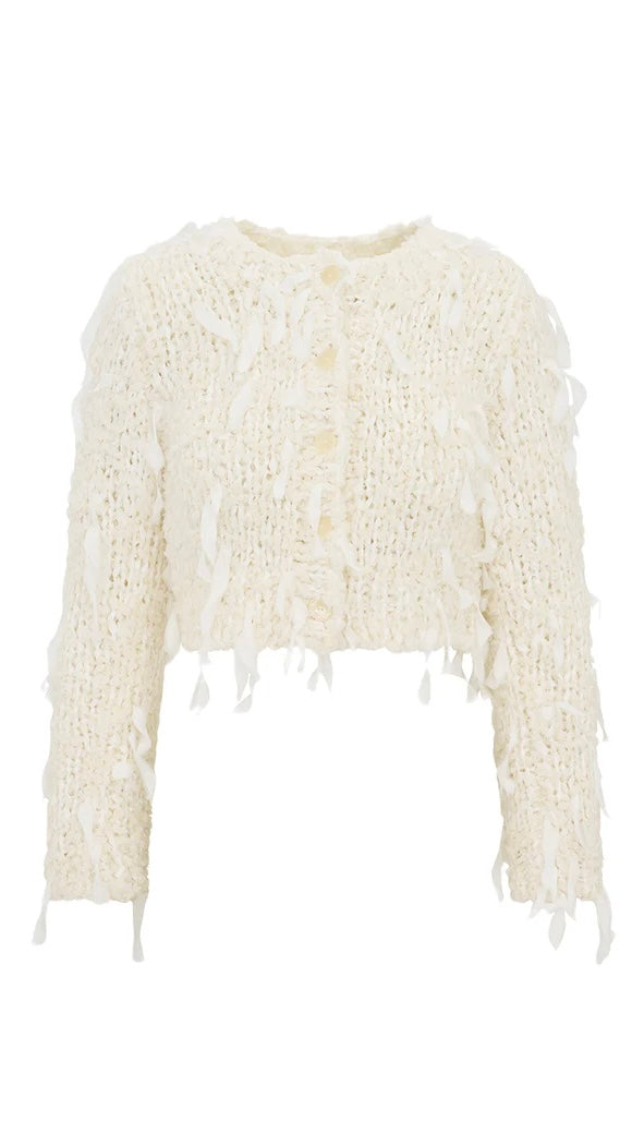 Julie Ribbon Bouclé Cardigan