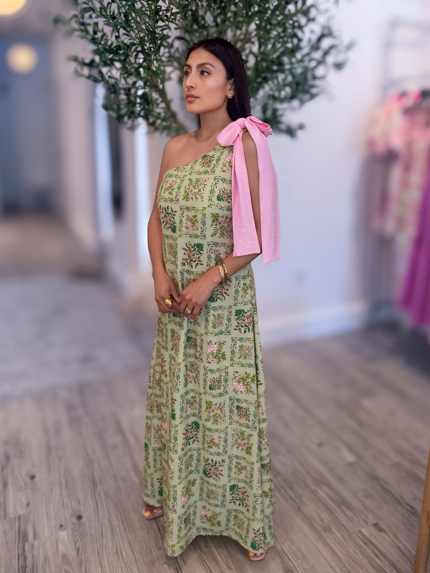 Floral One-shoulder Maxi Dress